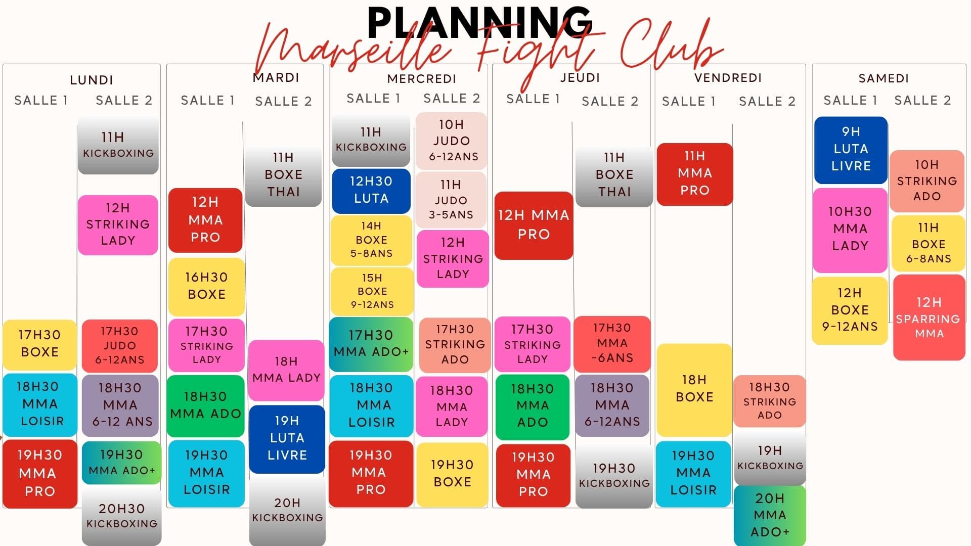 Planning Marseille Fight Club